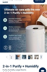 Blueair 2-in-1 Purify + Humidify DH3i Humidifier Pollen/Dust HepaSilent 360sqft