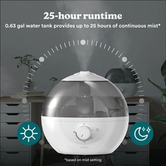 HoMedics CMTF32 Ultrasonic Cool Mist Humidifier 360° Nozzle Night Light 414 SqFt