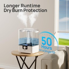Large Room Cool Mist Humidifier 6L with Essential Oil Diffuser, Quiet 26dB, 50H