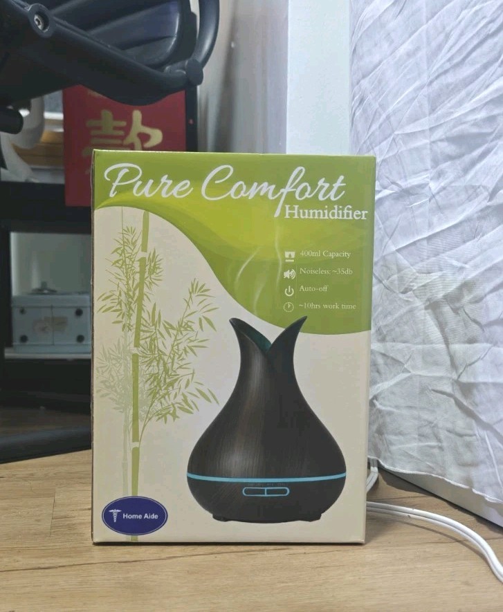 Home Aide Pure Comfort Humidifier Tabletop Ultrasonic 400ml Dark Brown
