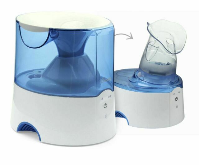 Crane USA Classic 0.5 Gal-Warm Mist Ultrasonic Tabletop Humidifier – White/Blue