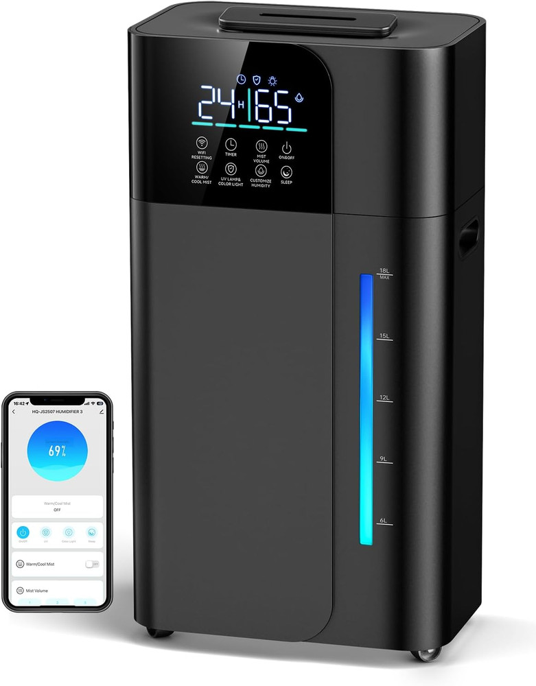 18L/4.7Gal Smart Humidifier Large Room, Warm & Cool Mist Humidifier for Bedroom,