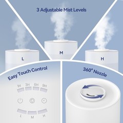 Raydrop Humidifiers for Bedroom, 3.0L Cool Mist Humidifiers for Large Room & Hom