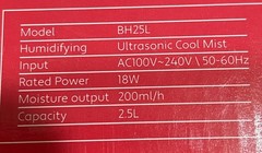 Bontill BH25L Ultrasonic Cool Mist Humidifier 2.5L Ultra Quiet 2.5 Liter Tank