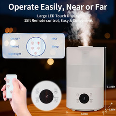 Top Fill Humidifiers for Bedroom, 4.0L Tank Cool Mist Humidifiers for Large Room