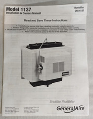 GeneralAire Humidifier Model 1137 Owners Operators Manual Only Instructions Book