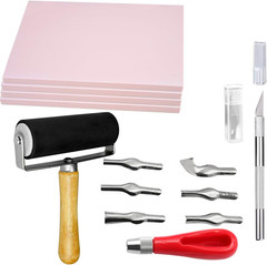 4 Pcs Rubber Carving Linoleum Blocks, Rectangular Rubber Stamp Carving Blocks…