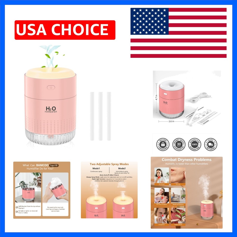 Portable Mini Humidifier, Auto Shut-Off, 2 Mist Modes, Quite, Small Humidifie…
