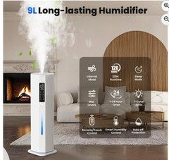 Humidifiers for Bedroom – GloryAir 2.38Gal/9L Top Fill Cool Mist Humidifier