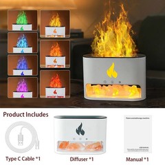 New Fireplace Humidifier Crystal Salt Rock Fire Lamp 7 Color Flame Aroma Volcano