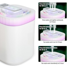 1-3L Large Capacity Cool Mist Humidifier With Three Nozzles High Mist Output