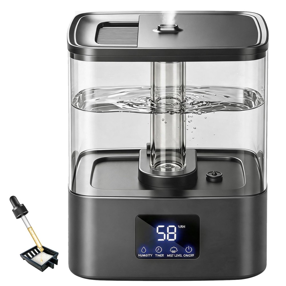 4L Cool Mist Humidifier for Bedroom – 40H Runtime, 3 Levels, Timer, Essential Oi