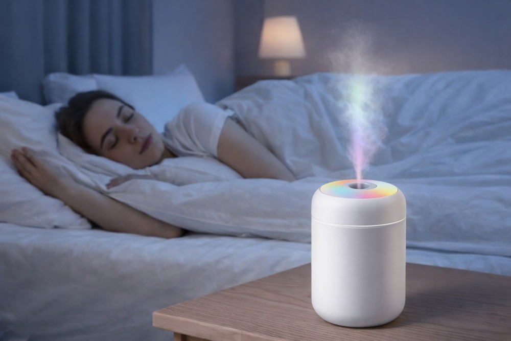 Mini 180ml USB Cool Mist Humidifier White – Portable Aroma Diffuser Night Light