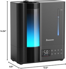 BREEZOME 8L Warm & Cool Mist Humidifier for Large Room 25dB 60H Runtime | Top