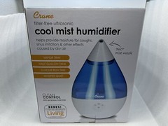 Crane Cool Mist Humidifier Filter Free Ultrasonic Half Gallon Tank 15 Hours NIB