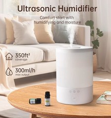 Ultrasonic Humidifier Top Fill 2.5L Cool Mist For Baby Nursery White Auto Shut O