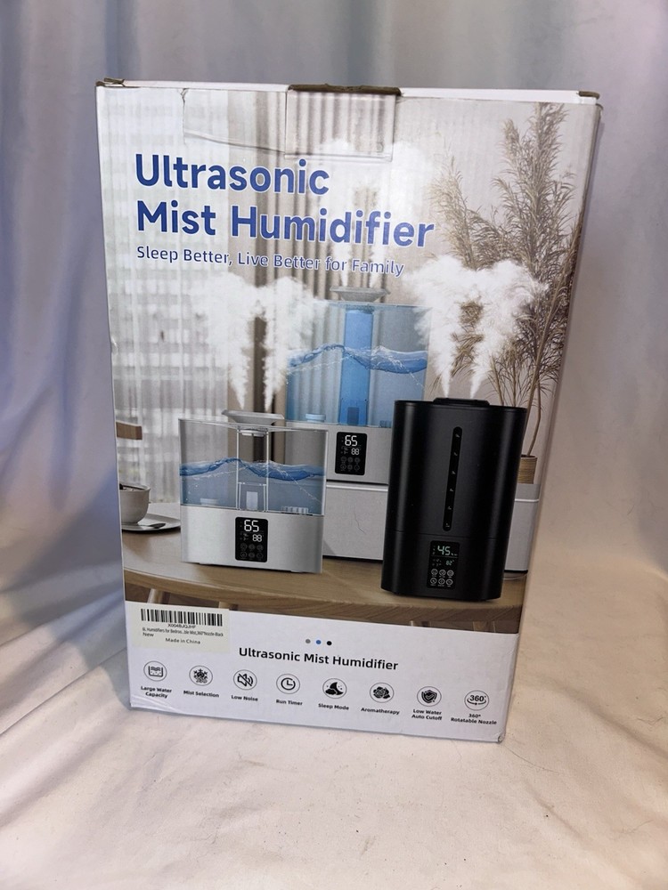 Ultrasonic Mist Humidifier Black Open Box, Unused