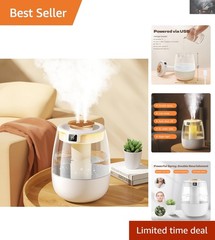 Elegant 2L Double Mist Air Humidifier with Temperature Display & Three Modes