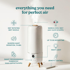 Warm and Cool Mist Ultrasonic Humidifier, Top Fill 2-Gallon Tank, up to 90-Hour