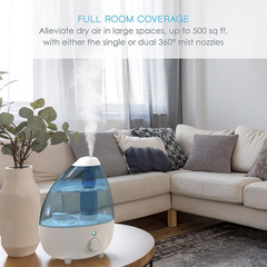 Mistaire XL Ultrasonic Humidifier – Whisper Quiet, 1 Gallon, Night Light
