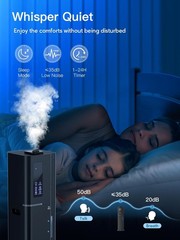 10L Cool Mist Humidifier Top Fill Quiet Ultrasonic 60H Large Room Black