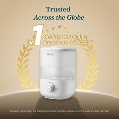 28dB Ultra Quiet Top Fill Humidifier, 2.5L Tank for Large Rooms – Auto Shut-off
