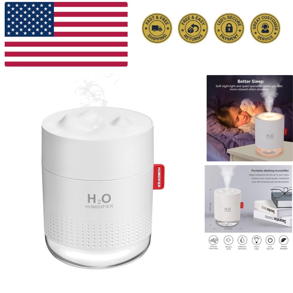 Portable Mini Humidifier, 500ml Small Cool Mist Humidifier, USB Personal Desk…