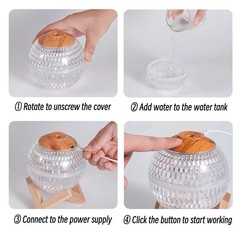 350ml Crystal Ball Air Humidifier USB Portable Fragrance Diffuser Colorful LED L