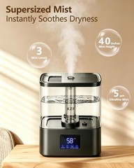 4L Cool Mist Humidifier for Bedroom – 40H Runtime, 3 Levels, Timer, Essential Oi