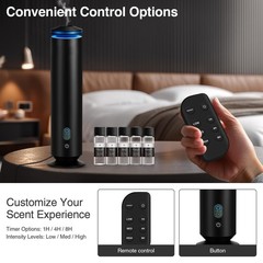 Waterless Scent Diffuser Starter Kit 1500SqFt 5Oils Mood Light Mist Nozzle Black
