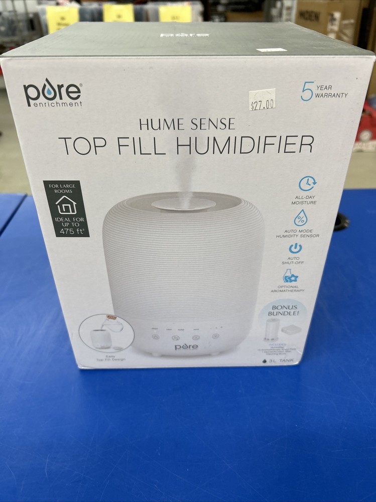 Pure Hume Sense Top Fill Humidifier 3 Liter Tank 475 Sq Ft Auto Shut Off