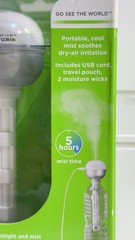 Travel Smart Conair Humidifier USB Powered 5 hr Nightlight & Mist W/Travel Pouch