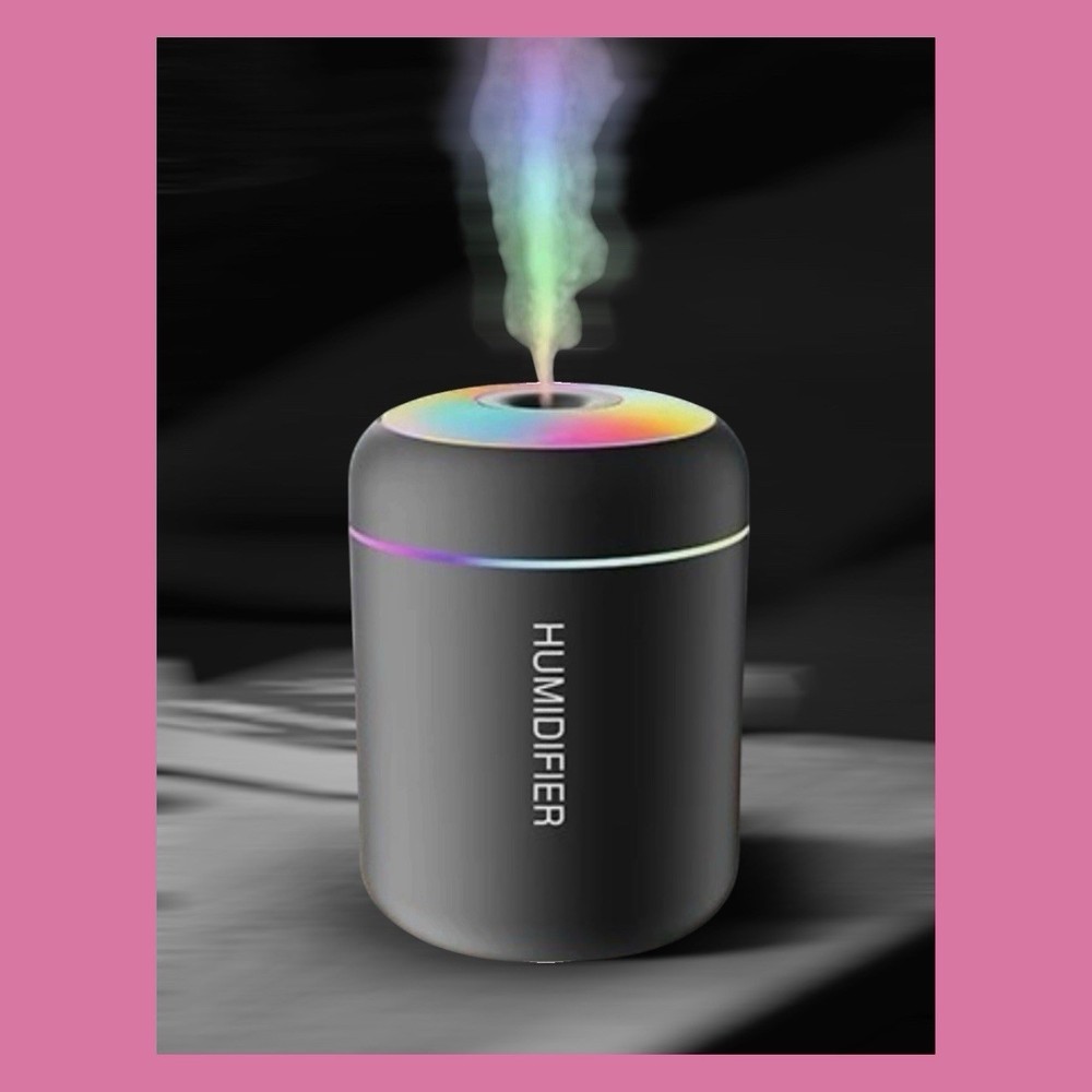 Cool Mist Tabletop Compact Humidifier w/ LED Night Light, Black 9 x 6.6cm