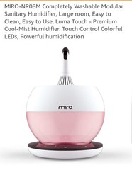Miro NR08M Cool Mist Ultrasonic Humidifier Washable 1 Gal 500 Sq Ft White/Purple
