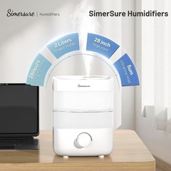 SimerSure Top Fill Humidifier, 2L Water Tank for Bedroom, 28H Long Lasting…