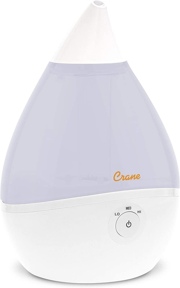 New in Box Crane Droplet Ultrasonic Humidifier, 0.5 Gal, 3 Speed Output, White