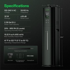 AeroStream H09 Intelligent Wi-Fi Humidifier 2.38 Gal / 9 L Humidifier W/ Temp &