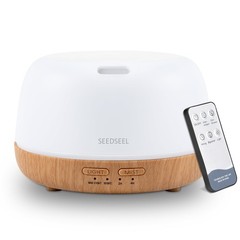 SEEDSEEL 300ML Essential Oil Diffuser with 7-Color LED Shallow Wood Grain