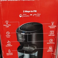 Honeywell Cool Mist Humidifier Black, 1 gal, 350 sq ft, Timer, Humidistat