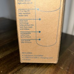 HoMedics Portable Ultrasonic Humidifier Travel & Personal Cool Mist USB White