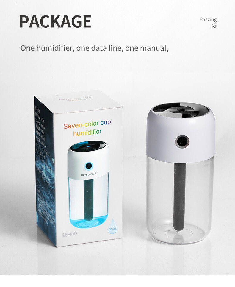Mini Q10 Humidifier Car Home LED Air Ultrasonic USB 7 Colors Cup Air Purifier