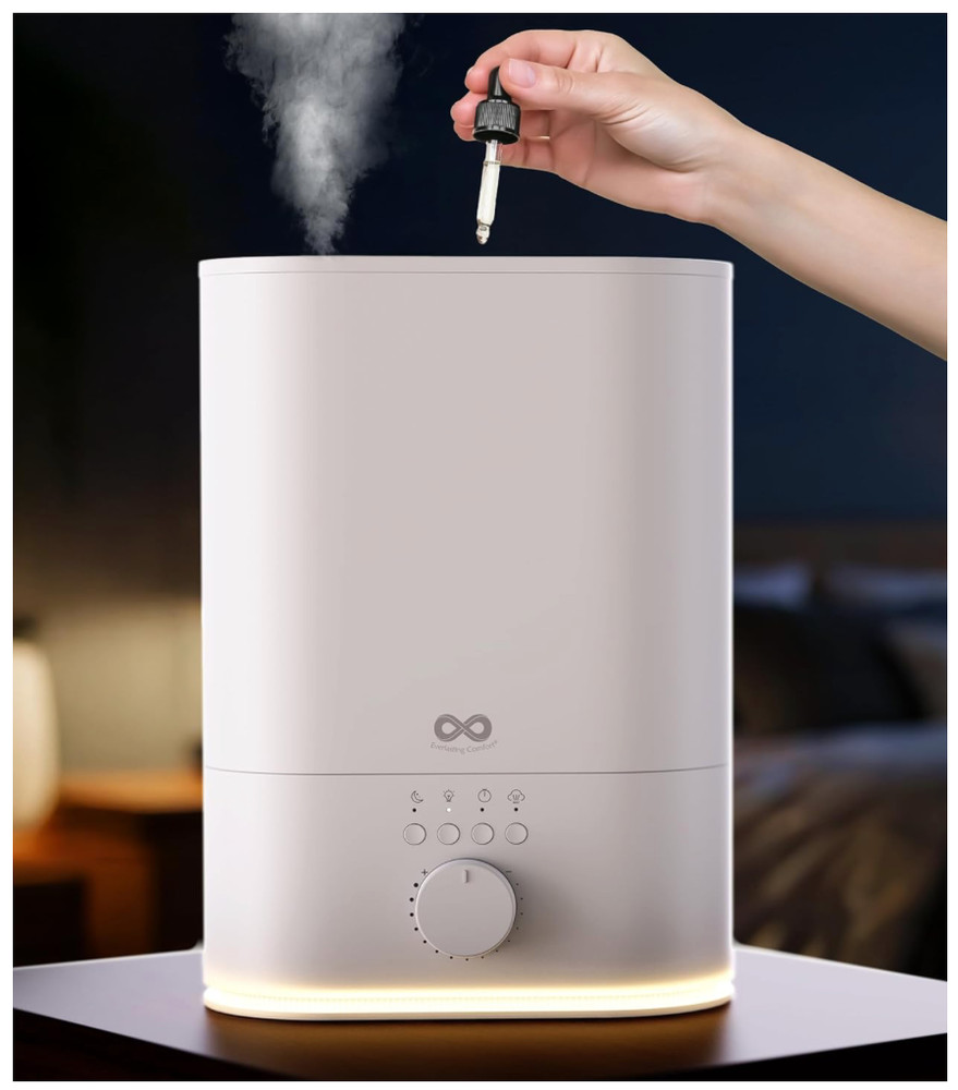 Everlasting Comfort 6L Humidifier for Bedroom, Quiet 60HR Runtime No-Filter