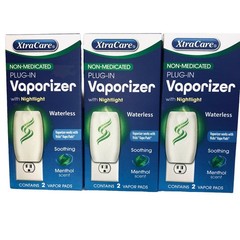 3x Xtra Care Non Medicated Plug In Vaporizer w/ Nightlight Waterless Menthol NEW