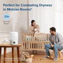 Top Fill Humidifier 3L – White, Essential Oil Diffuser, Auto Humidity Sensor