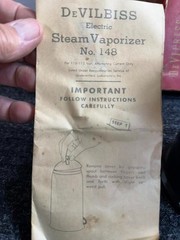 Antique DeVilbiss Electric Steam Vaporizer Model 148 w/Box & Manual