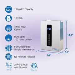 Lasko UH300 Quiet Ultrasonic Digital Warm and Cool Mist Humidifier