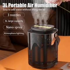 3L Ultrasonic Humidifier 3-Port Aroma Diffuser USB Cool Mist Maker Home Office
