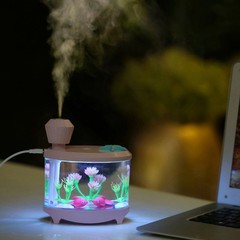 1-Novel Fish Tank LED Night Light Humidifier USB Mini Filter