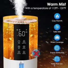 Humidifiers for Bedroom – 2.11Gal (8L) Quiet Top Fill Cool & Warm Mist