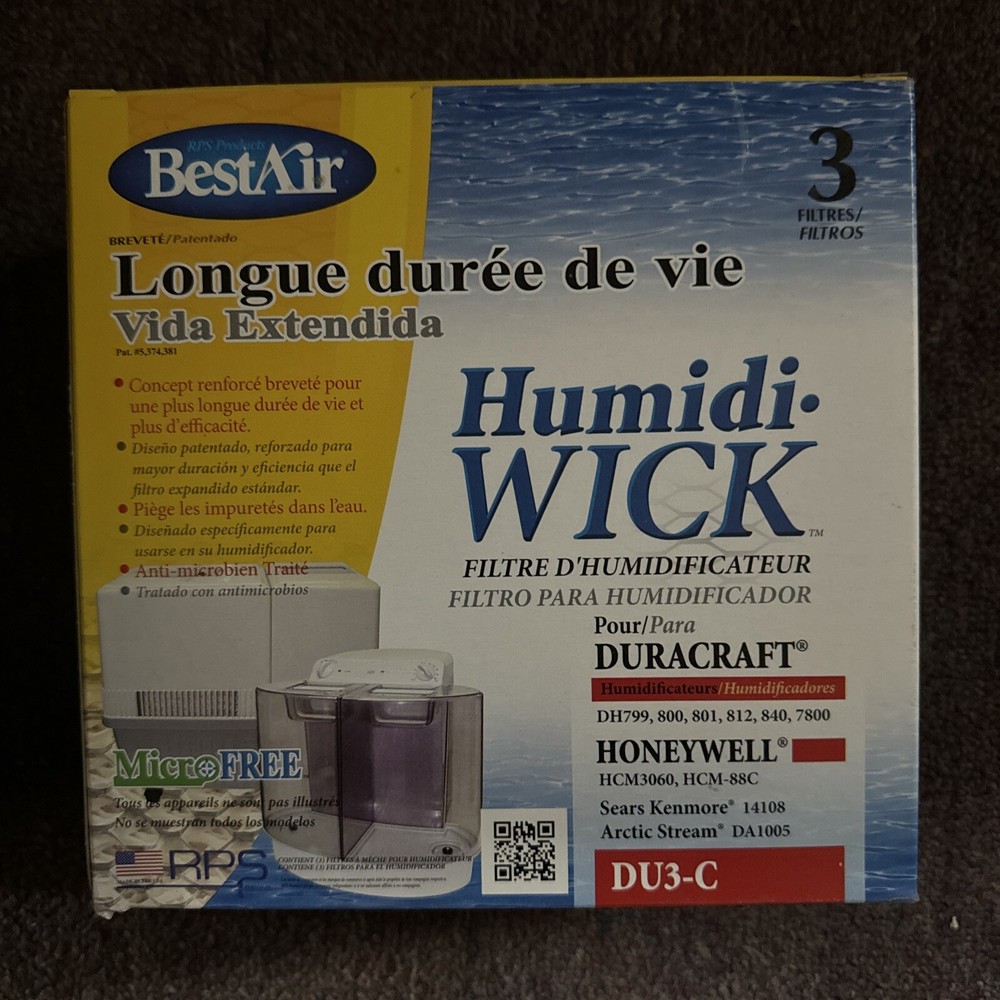 BestAir DU3-C Extended Life Humidifier Filter Package of 3 pack – White